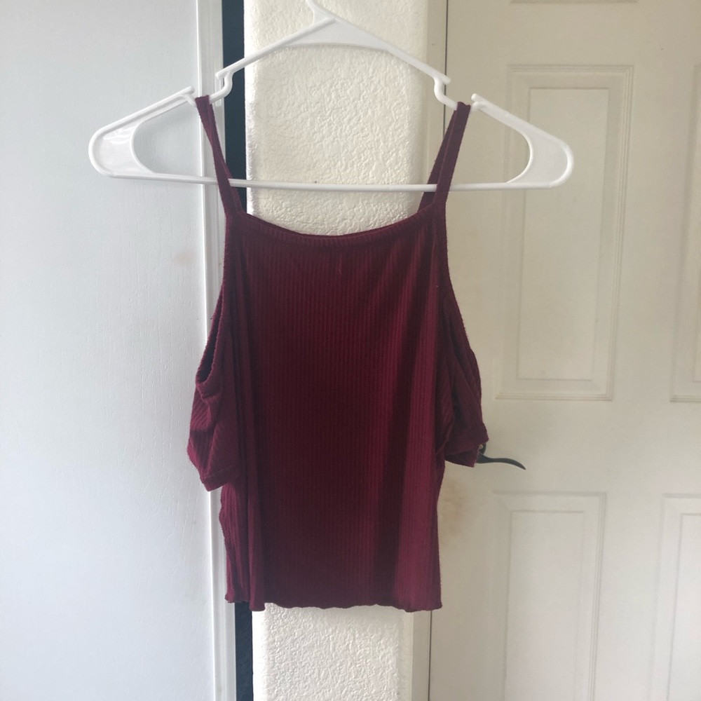 Maroon Cut Off Crop Top